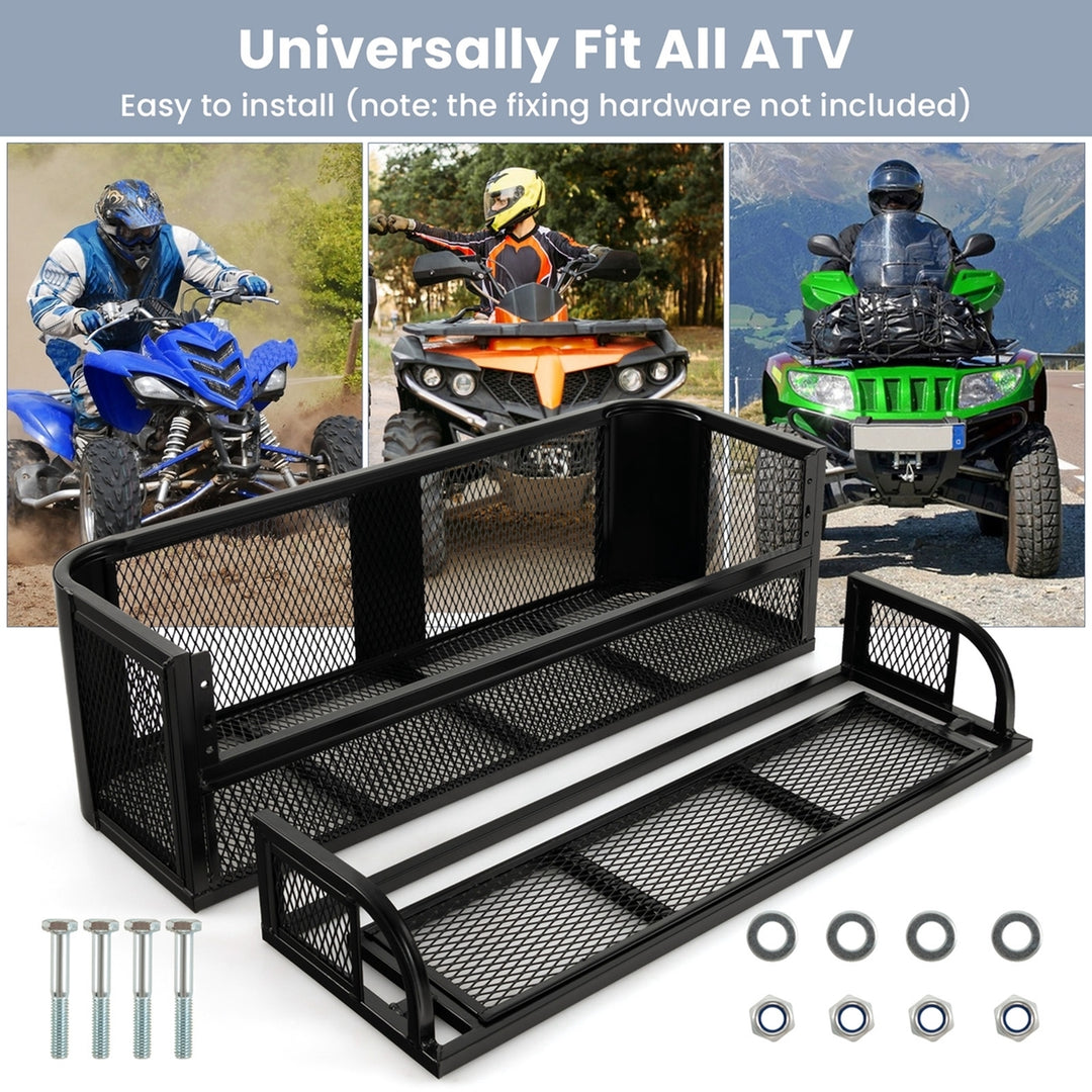 ATV UTV Universal Rear Drop Basket Rack Steel Cargo Hunting Image 6