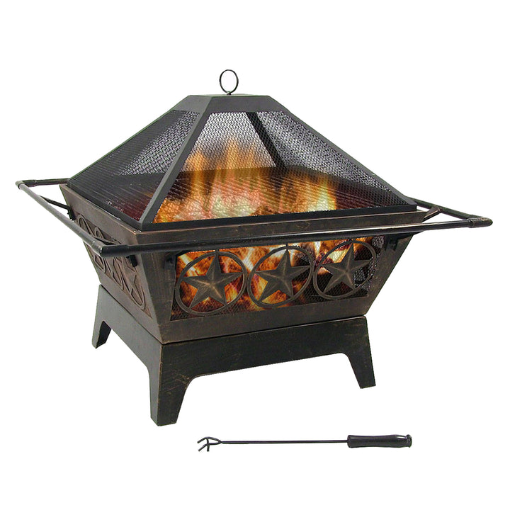 Sunnydaze 32 in Northern Galaxy Steel Fire Pit with Grate, Screen and Poker Image 1