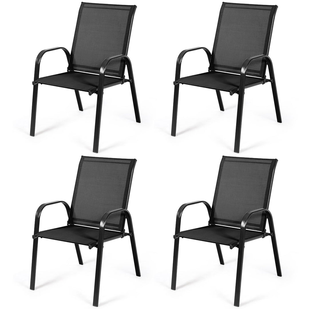 4PCS Patio Chairs Garden Deck Yard with Armrest Brown/Beige/Gray Image 1