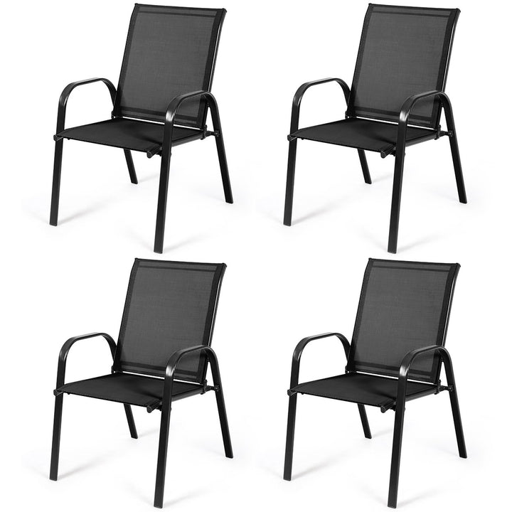 4PCS Patio Chairs Garden Deck Yard with Armrest Brown/Beige/Gray Image 1