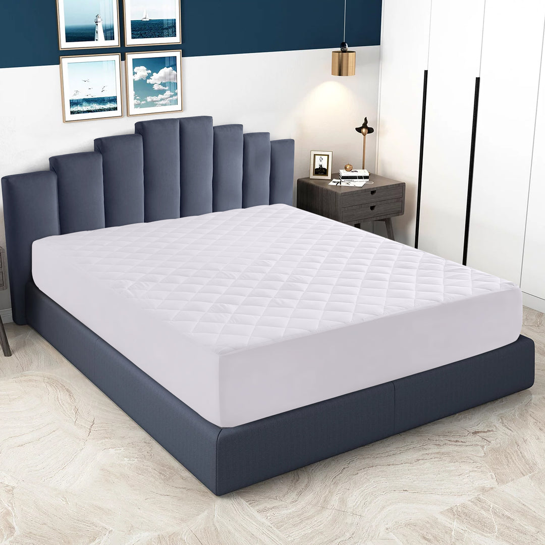 Quilted Fitted Mattress Pad (King- Queen - Full- Twin) - Mattress Cover Stretches up to 16 Inches Deep - Mattress Topper Image 1