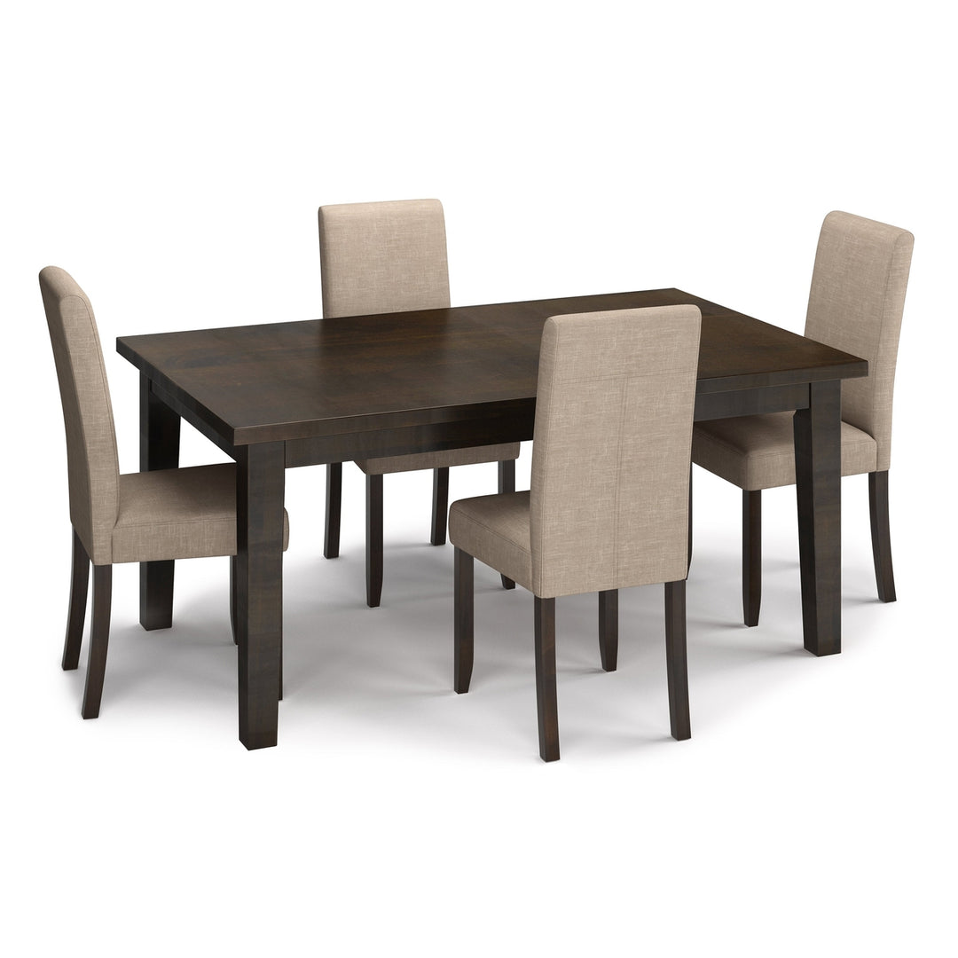 Acadian Eastwood 5 Piece Dining Set Dark Java Brown Solid Rubberwood Table Chairs Image 1