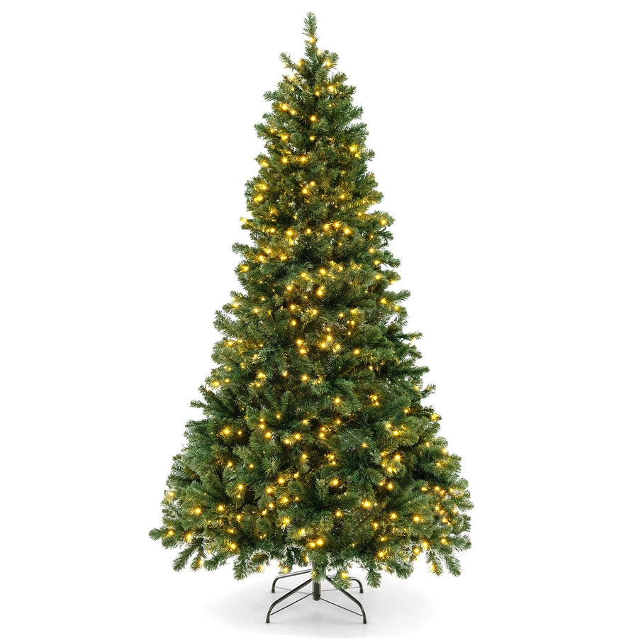 Pre-Lit PVC Christmas Tree 6Ft Spruce Hinged 560 LED Lights Image 1