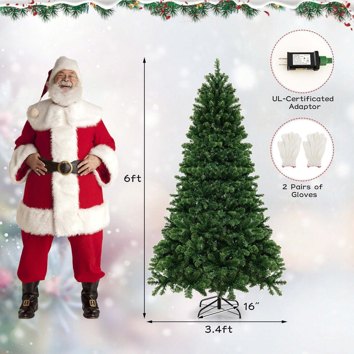 Pre-Lit PVC Christmas Tree 6Ft Spruce Hinged 560 LED Lights Image 4