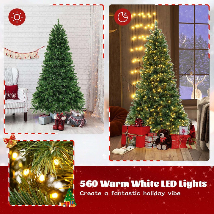 Pre-Lit PVC Christmas Tree 6Ft Spruce Hinged 560 LED Lights Image 7