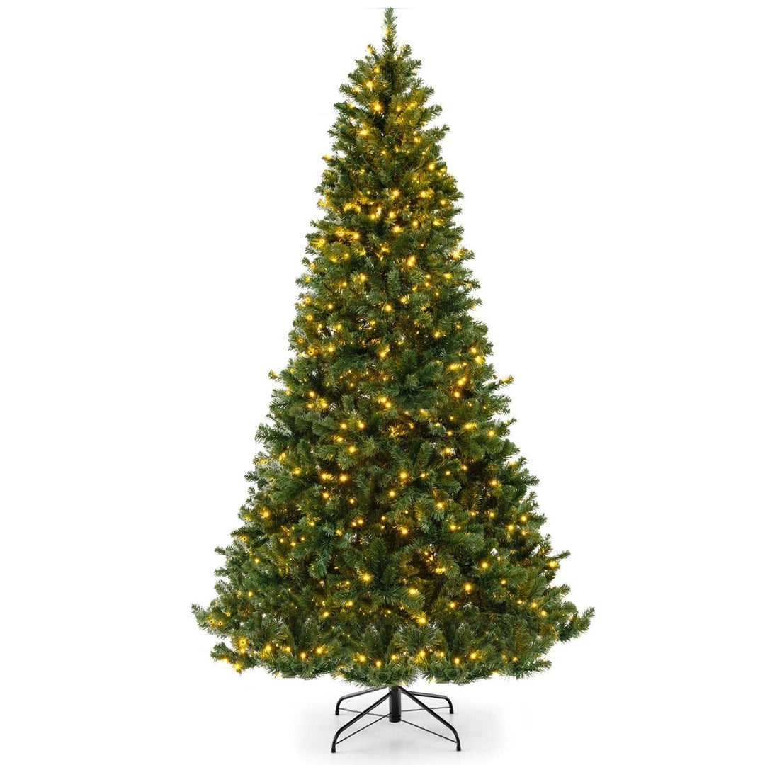 Pre-Lit PVC Christmas Tree 8Ft Spruce Hinged 880 LED Lights Image 1