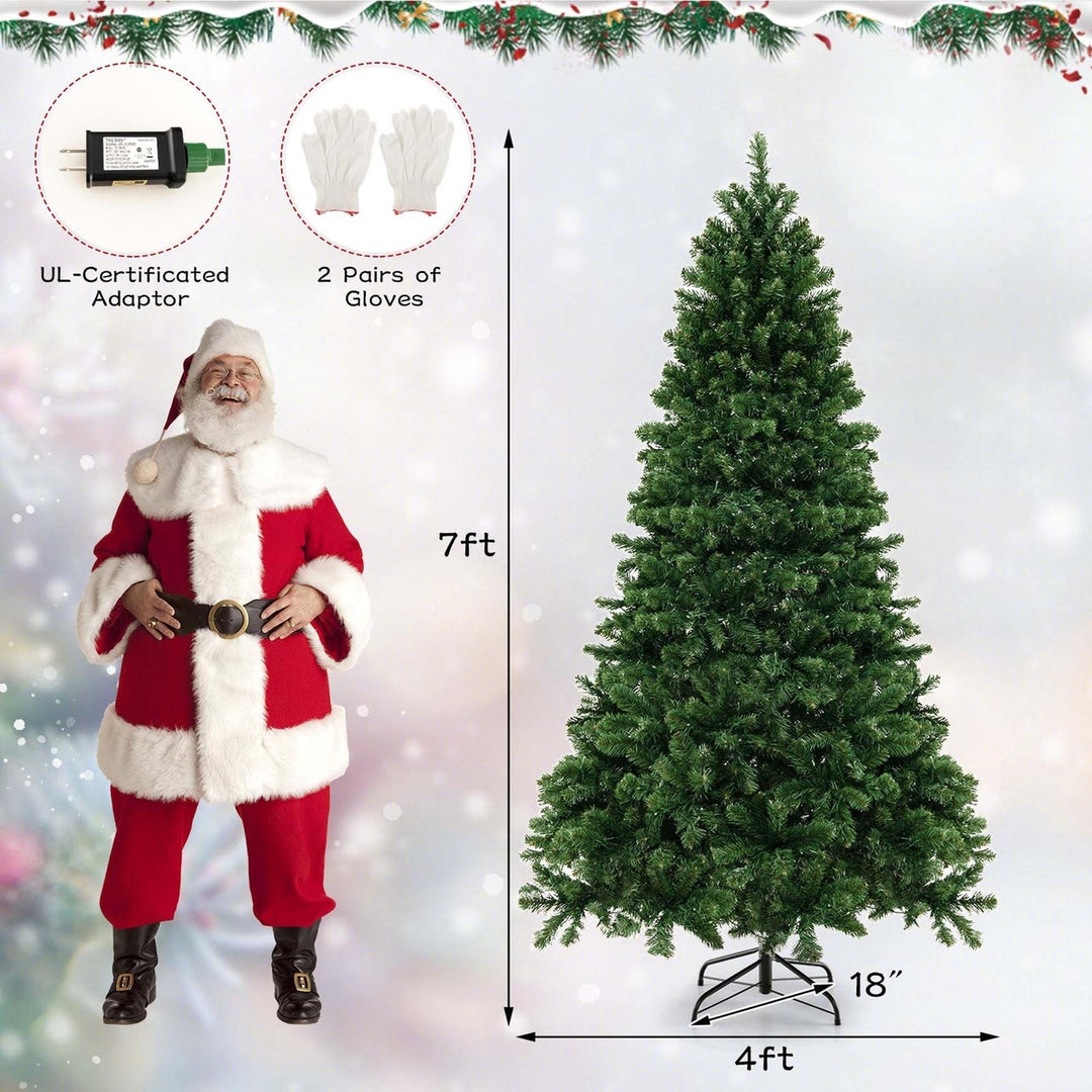 Pre-Lit PVC Christmas Tree 7Ft Spruce Hinged 700 LED Lights Image 4