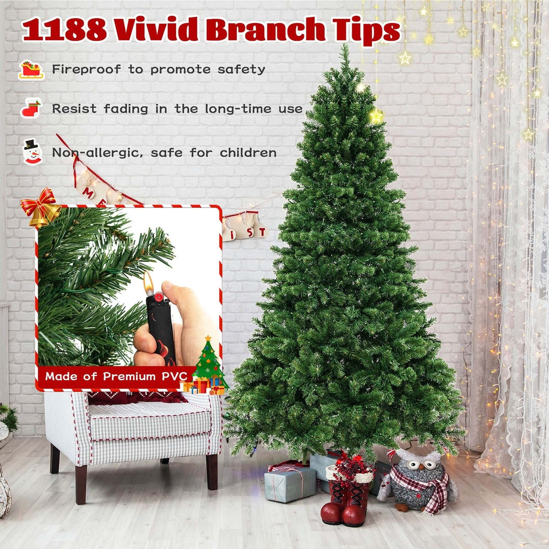 Pre-Lit PVC Christmas Tree 7Ft Spruce Hinged 700 LED Lights Image 6