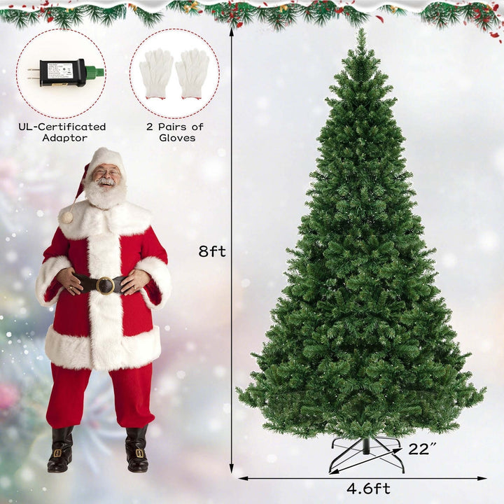 Pre-Lit PVC Christmas Tree 8Ft Spruce Hinged 880 LED Lights Image 4