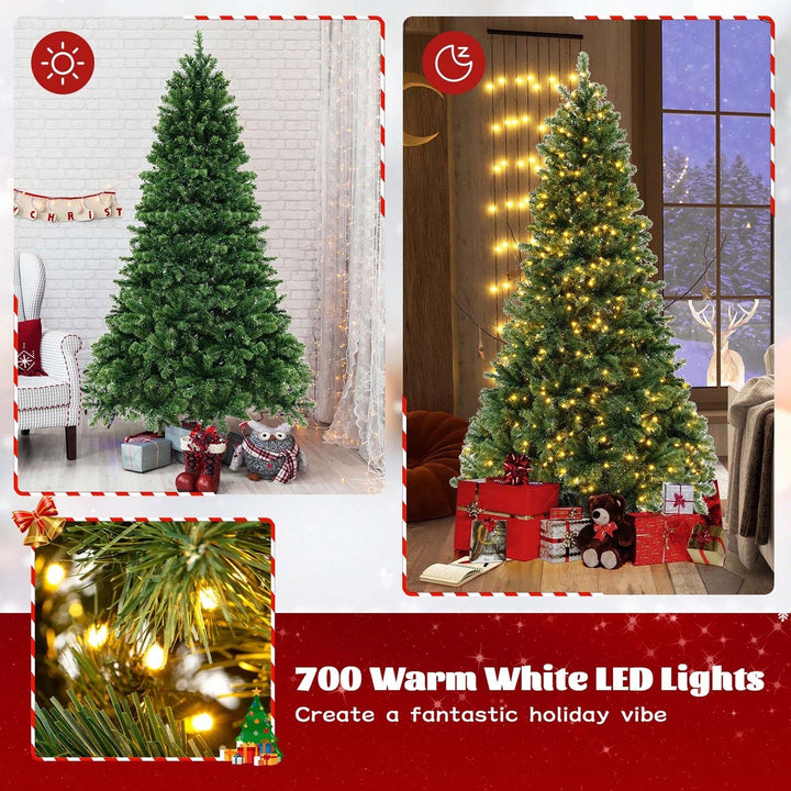 Pre-Lit PVC Christmas Tree 7Ft Spruce Hinged 700 LED Lights Image 7