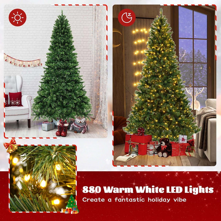 Pre-Lit PVC Christmas Tree 8Ft Spruce Hinged 880 LED Lights Image 7