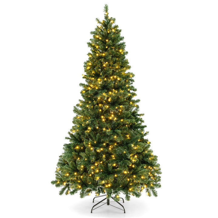 6FT/7FT/8Ft Pre-Lit PVC Christmas Tree Spruce Hinged 560/700/880 Lights Image 1