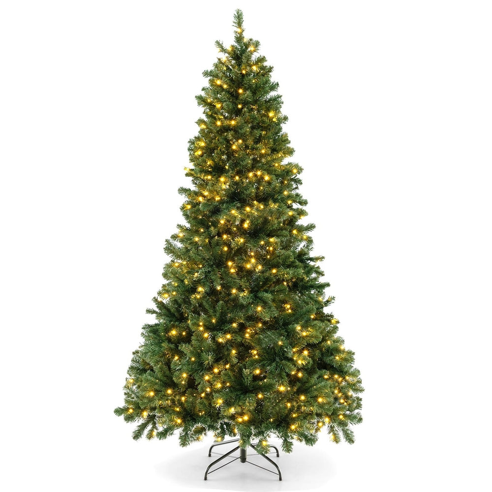 6FT/7FT/8Ft Pre-Lit PVC Christmas Tree Spruce Hinged 560/700/880 Lights Image 2