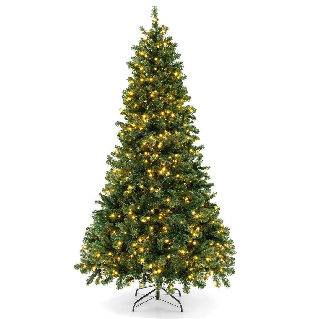 6FT/7FT/8Ft Pre-Lit PVC Christmas Tree Spruce Hinged 560/700/880 Lights Image 1