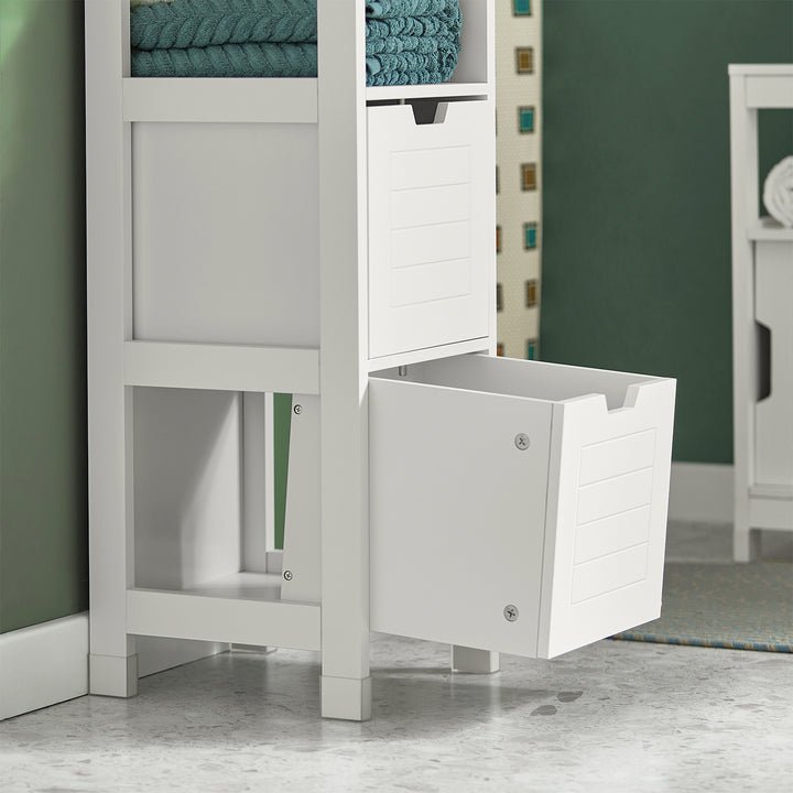 Haotian FRG127-W White Bathroom Storage Cabinet Floor Unit 2 Drawers Shelf 35.4in Image 4