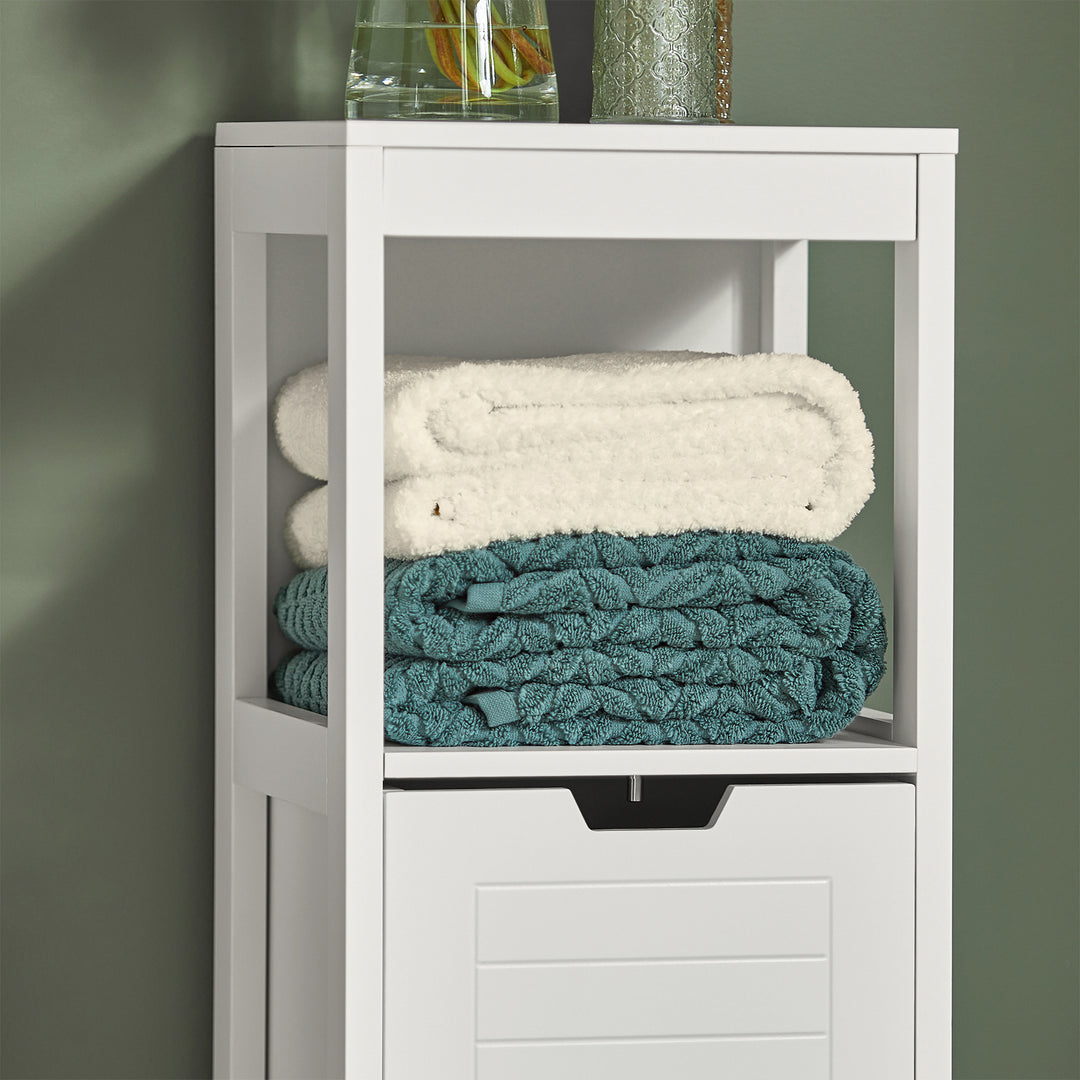 Haotian FRG127-W White Bathroom Storage Cabinet Floor Unit 2 Drawers Shelf 35.4in Image 5