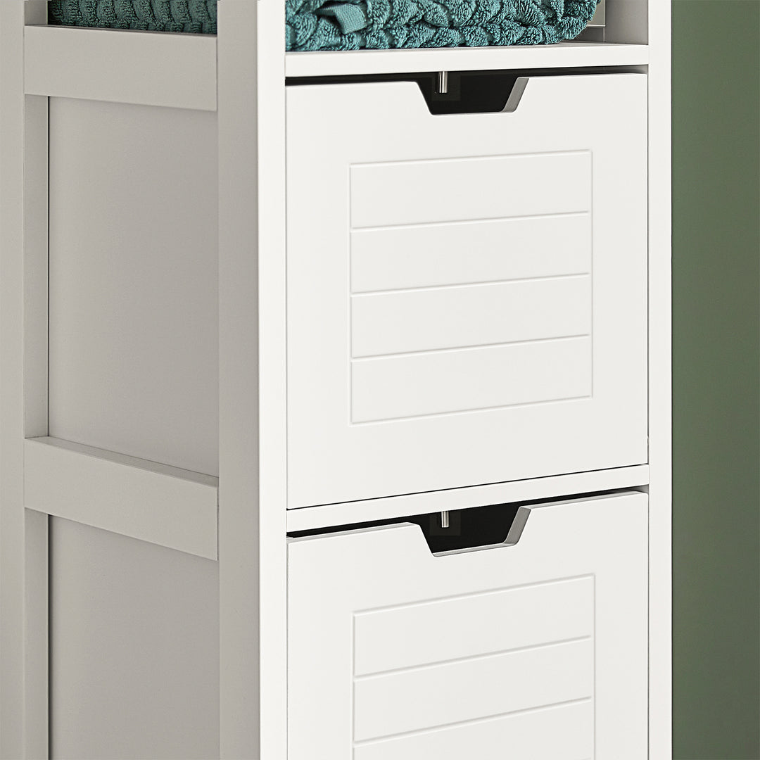 Haotian FRG127-W White Bathroom Storage Cabinet Floor Unit 2 Drawers Shelf 35.4in Image 6