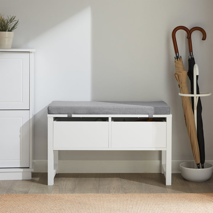 Haotian FSR88-W, 2 Slide-Drawers Storage Bench Image 1