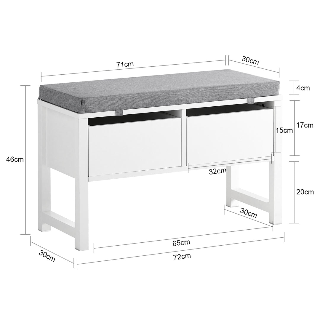 Haotian FSR88-W, 2 Slide-Drawers Storage Bench Image 2