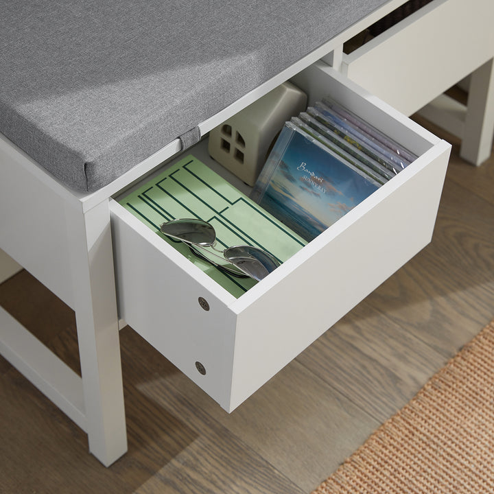 Haotian FSR88-W, 2 Slide-Drawers Storage Bench Image 5