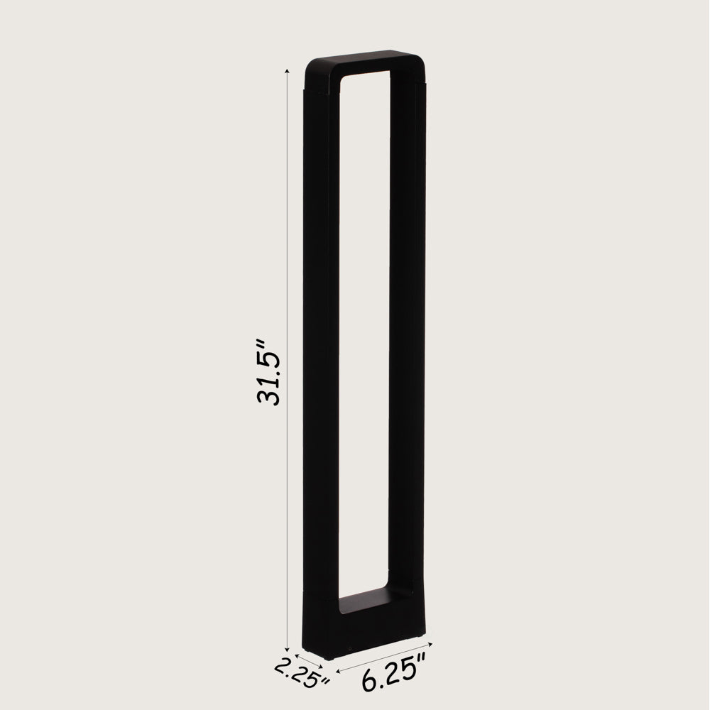 Decorative Driveway Bollard Rectangle LED Garden Light, Large Black Aluminum Pathway Yard Outdoor Light Image 6