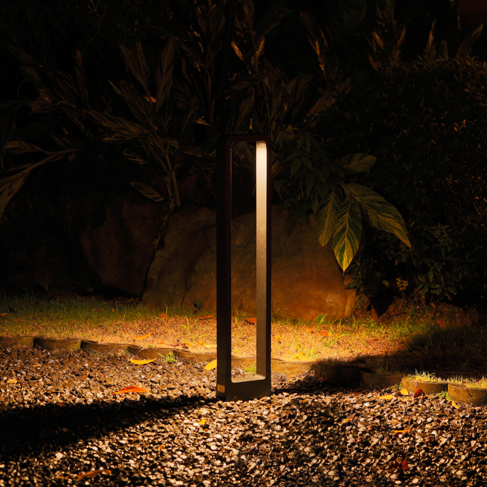 Black Aluminum LED Garden Light Rectangle Decorative Driveway Bollard IP65 Waterproof Image 8