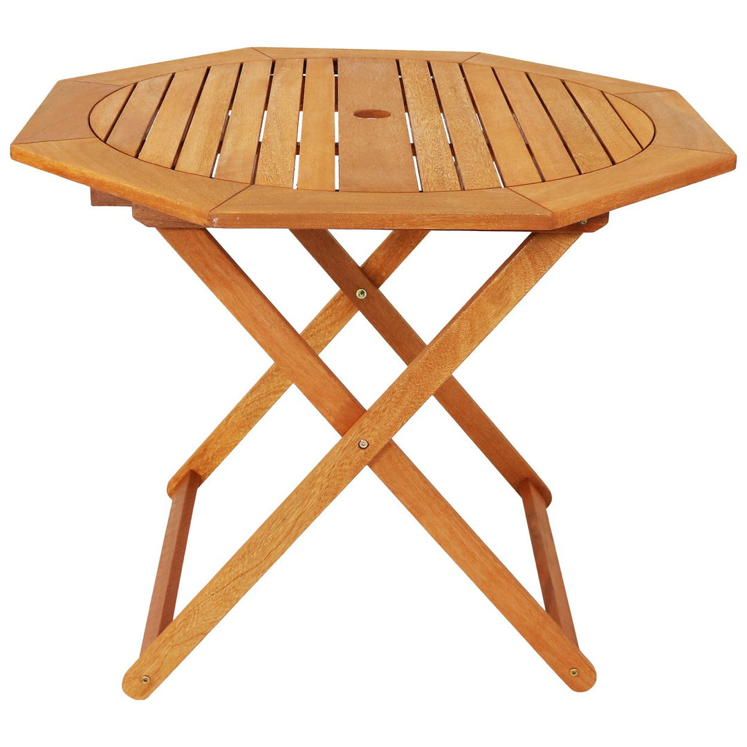 Sunnydaze Meranti Wood Folding Octagon Patio Dining Image 1