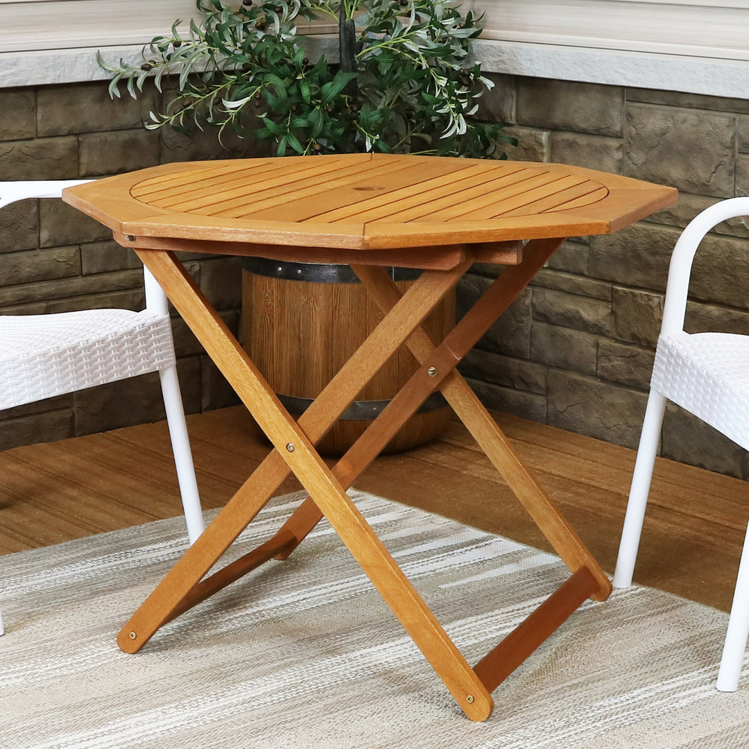 Sunnydaze Meranti Wood Folding Octagon Patio Dining Image 6