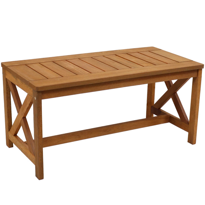 Sunnydaze 35.25 in Meranti Wood Rectangular Patio Coffee Table Image 1