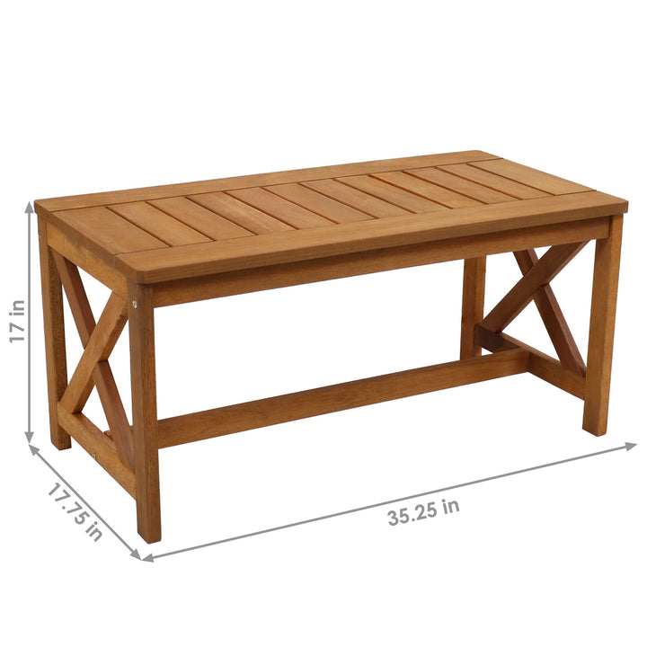 Sunnydaze 35.25 in Meranti Wood Rectangular Patio Coffee Table Image 3