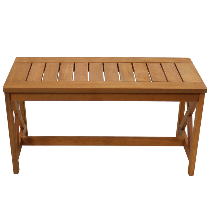 Sunnydaze 35.25 in Meranti Wood Rectangular Patio Coffee Table Image 7