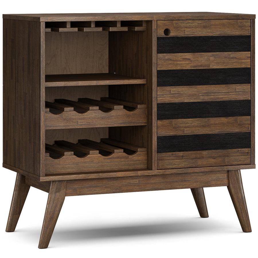 Clarkson Acacia Wine Cabinet with Stemware Rack and Hidden Storage Dark Brown Image 1