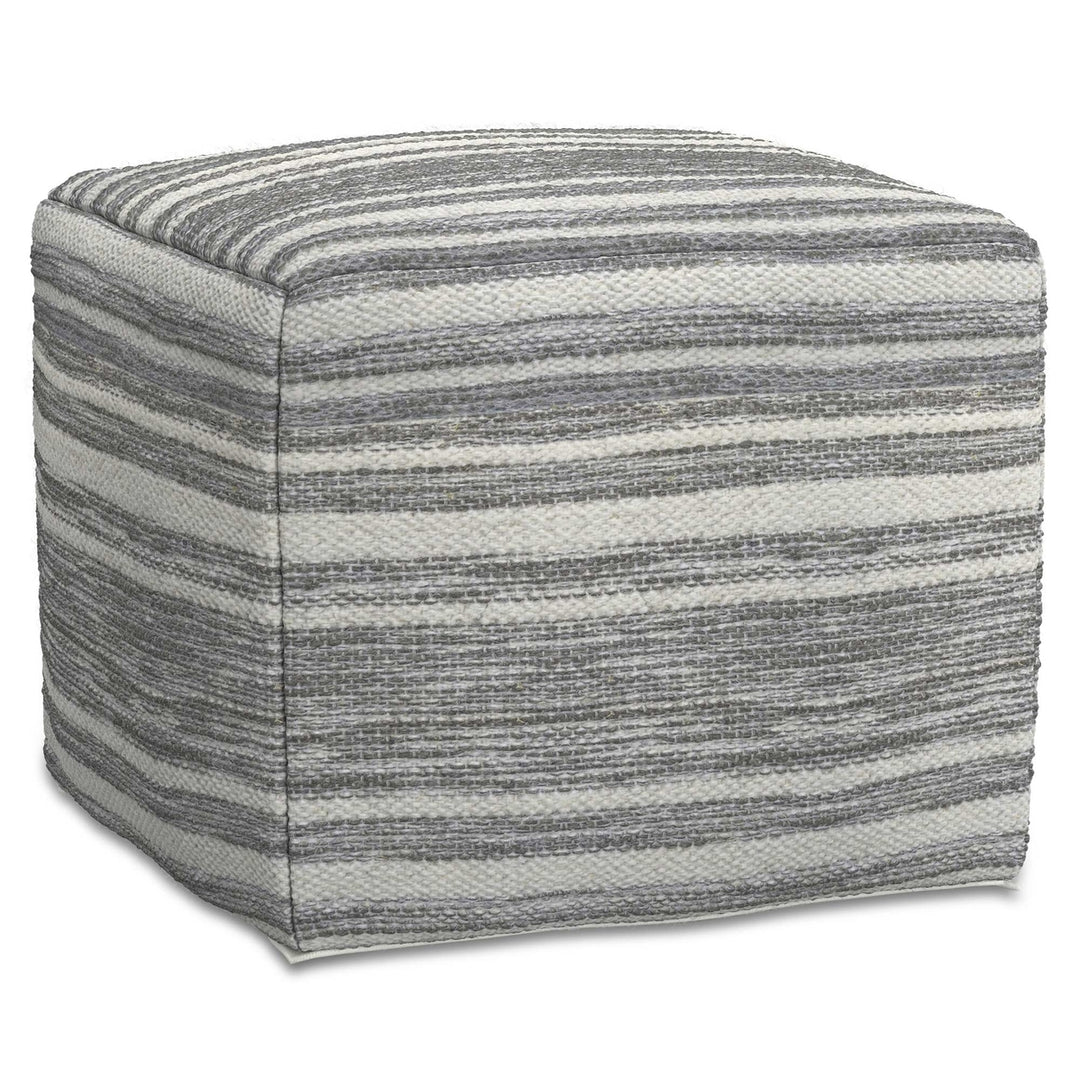 Carina Square Woven Pouf Handwoven Wool Ottoman Extra Seating Image 1