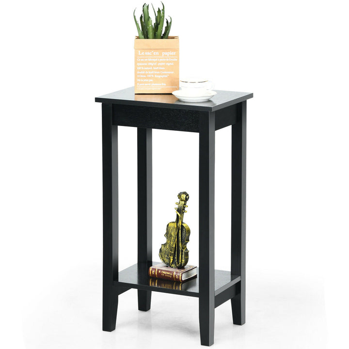 2-Tier Nightstand End Side Table Coffee Table Wooden Legs Bedroom Image 7