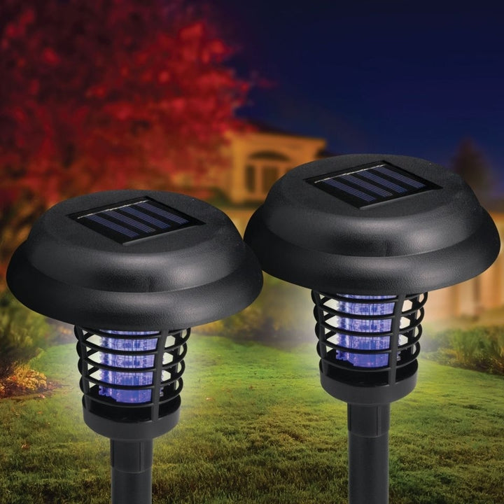 2-Pack Solar LED Garden Light with Bug Zapper Ultra Purple Light Mode Image 2