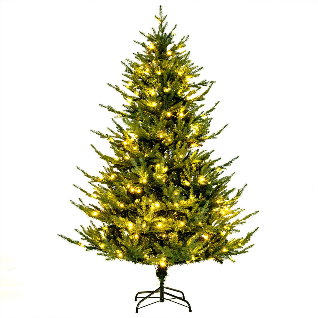 6 ft pre-lit artificial Christmas tree artificial hinged Christmas tree w/ 280 LED lights and 788 Branch Tips Image 1