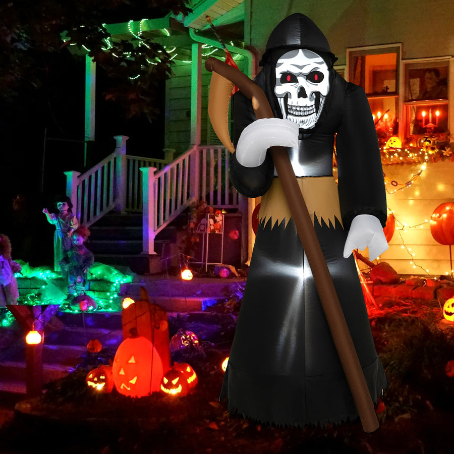 8 FT Halloween Inflatable Reaper w/ Scythe Blow up Yard Decoration w/ Built-in Led Lights Image 1