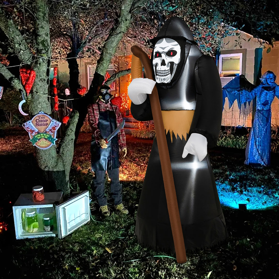 8 FT Halloween Inflatable Reaper w/ Scythe Blow up Yard Decoration w/ Built-in Led Lights Image 2