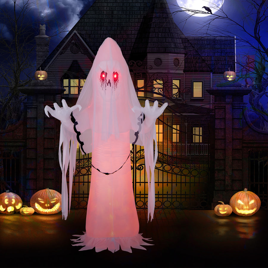 8 FT Inflatable Ghost Bride Outdoor Halloween Decoration w/ Rotating Flame Light Image 1