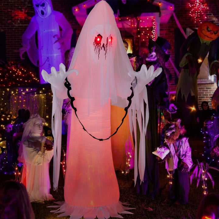 8 FT Inflatable Ghost Bride Outdoor Halloween Decoration w/ Rotating Flame Light Image 4