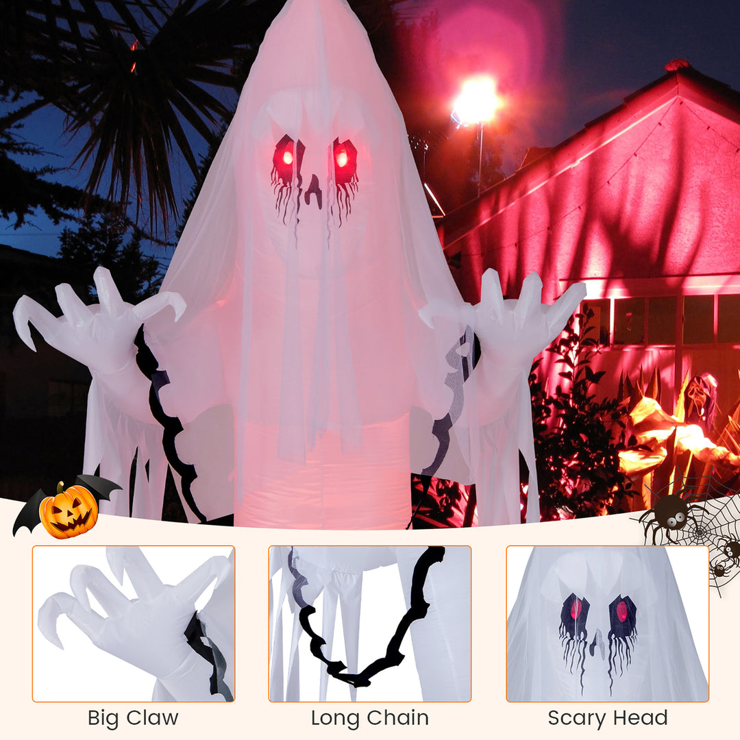 8 FT Inflatable Ghost Bride Outdoor Halloween Decoration w/ Rotating Flame Light Image 5