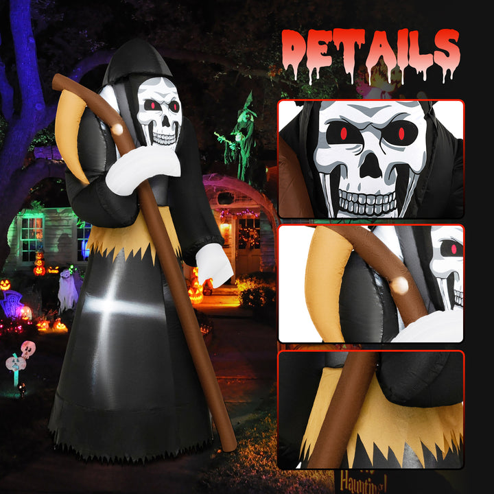 8 FT Halloween Inflatable Reaper w/ Scythe Blow up Yard Decoration w/ Built-in Led Lights Image 7