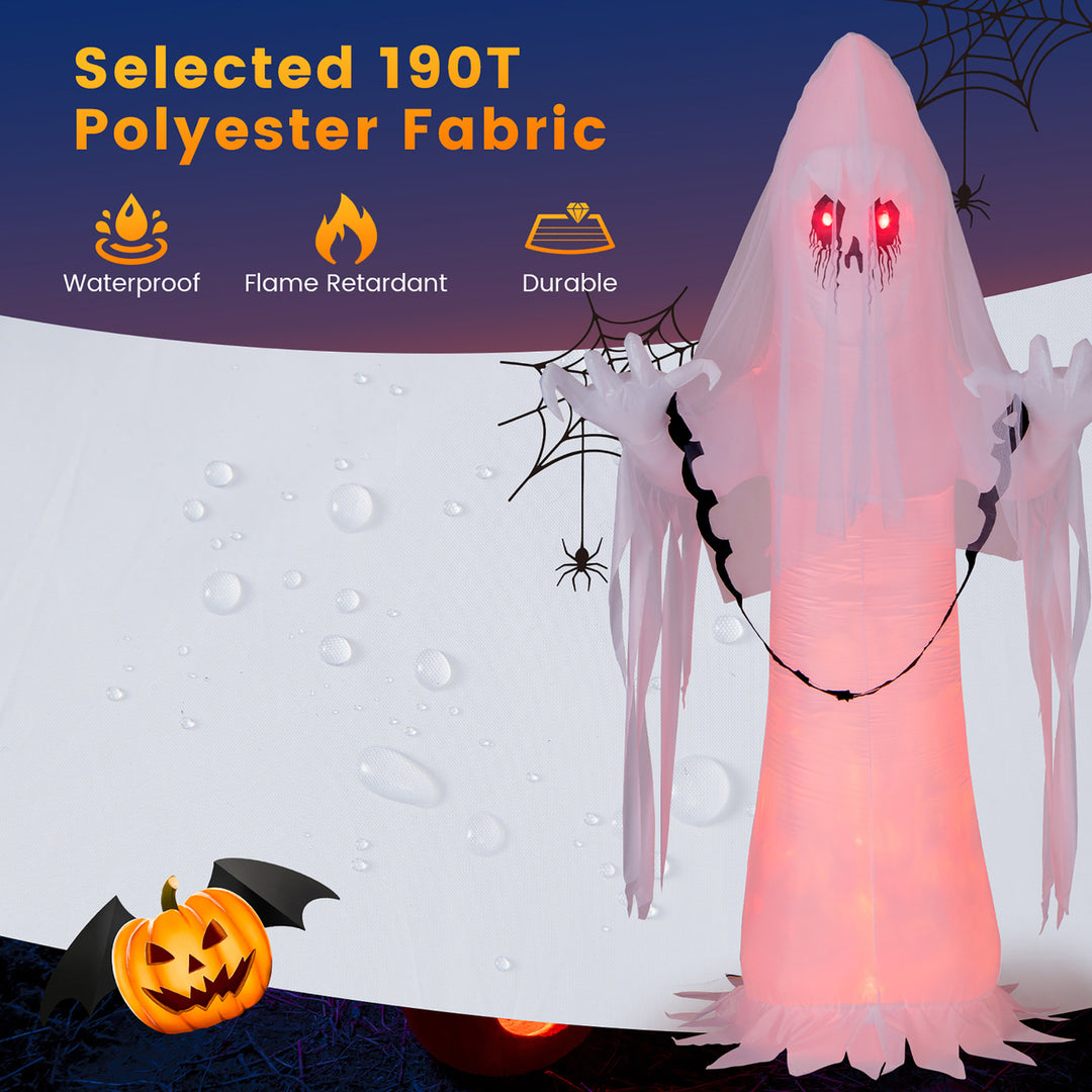 8 FT Inflatable Ghost Bride Outdoor Halloween Decoration w/ Rotating Flame Light Image 7