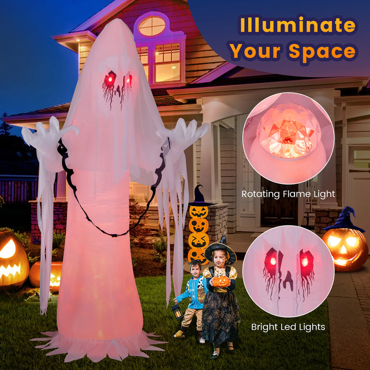 8 FT Inflatable Ghost Bride Outdoor Halloween Decoration w/ Rotating Flame Light Image 8