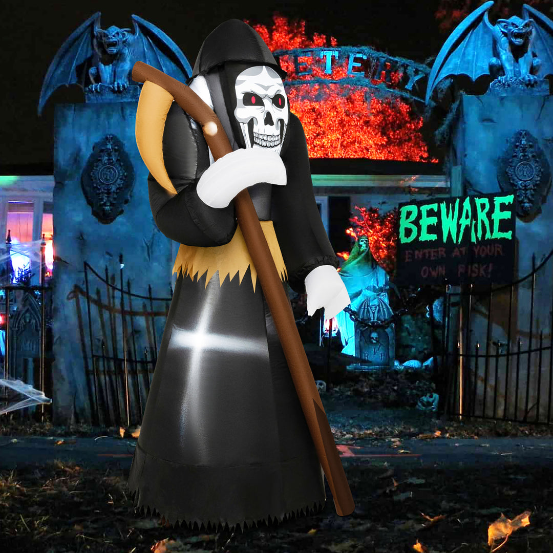 8 FT Halloween Inflatable Reaper w/ Scythe Blow up Yard Decoration w/ Built-in Led Lights Image 9