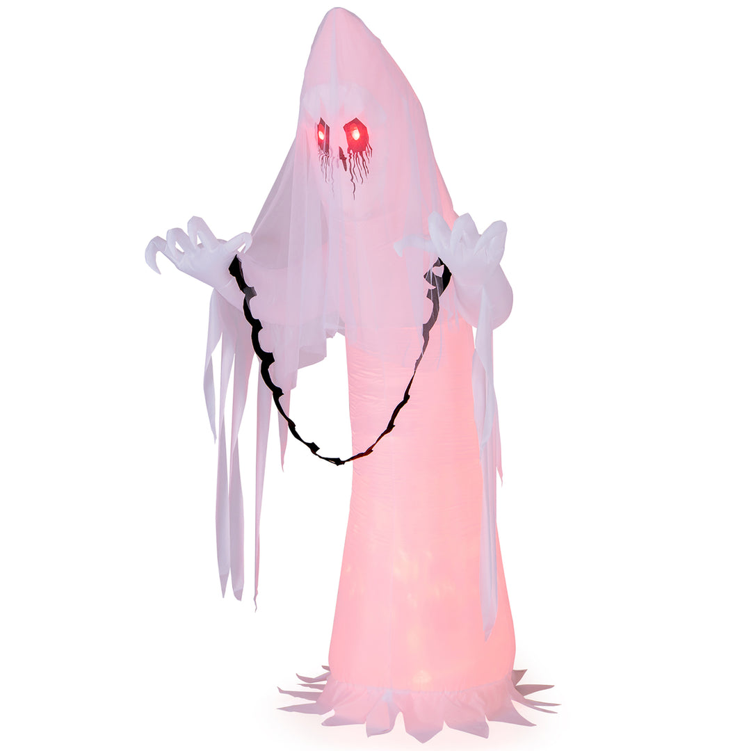 8 FT Inflatable Ghost Bride Outdoor Halloween Decoration w/ Rotating Flame Light Image 10