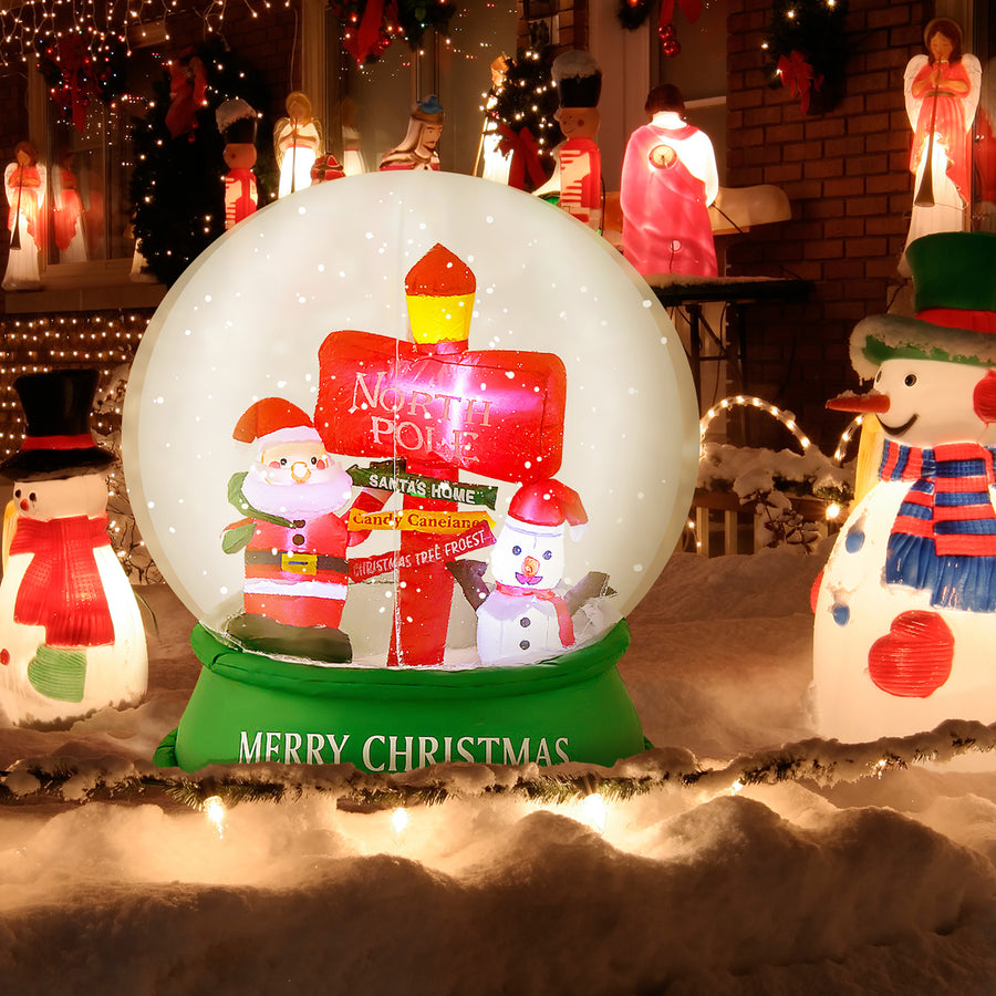 4FT Christmas Inflatable Snow Globe Blow Up Yard Decoration w/ LEDs and Air Blower Image 1