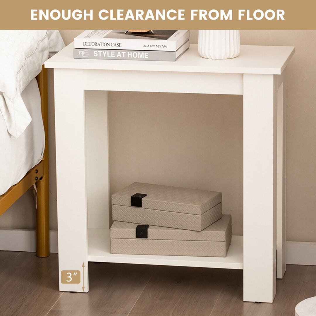 2-Tier End Table Modern Sofa Bedside Table Compact Nightstand with Storage Shelf Image 7