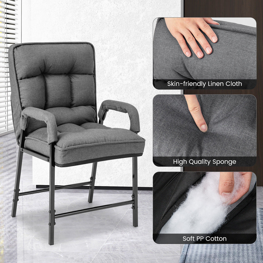 Modern Accent Chair with Ottoman Linen Fabric Arm Chair with Adjustable Backrest Image 8