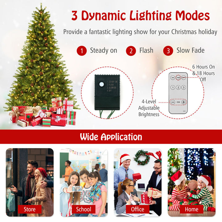 7 FT Pre-Lit Xmas Tree 3-Minute-Setup Artificial Christmas Tree w/ LED Bulbs Image 5